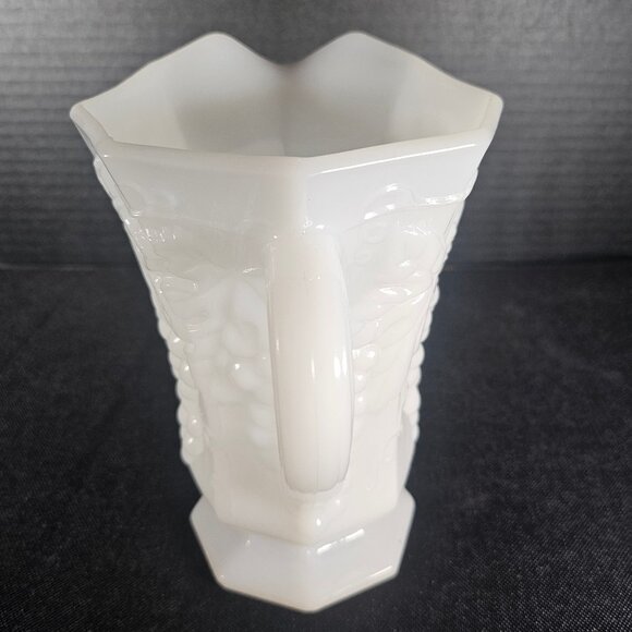 Anchor Hocking Grape Leaf Milk Glass Grape Leaf Pattern, Octagonal Pitcher - Picture 9 of 12